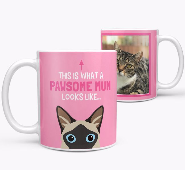 'Pawsome Mum' - Photo Upload Mug with {breedCommonName} Icon