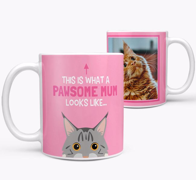 'Pawsome Mum' - Photo Upload Mug with {breedCommonName} Icon