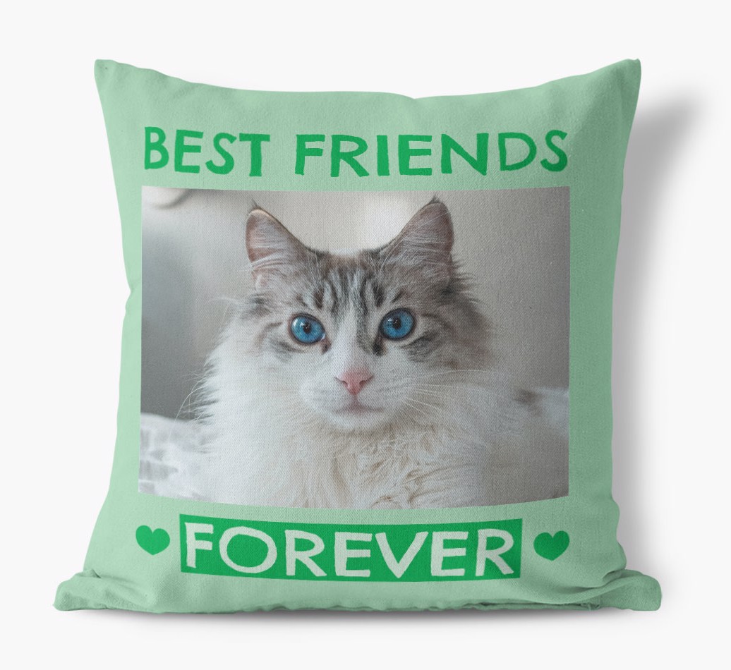 'Best Friends Forever' - {breedCommonName} Photo Upload Cushion - front view