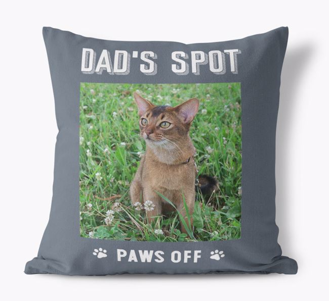'Dad's Spot, Paws Off' Cushion with photo of your {breedFullName}