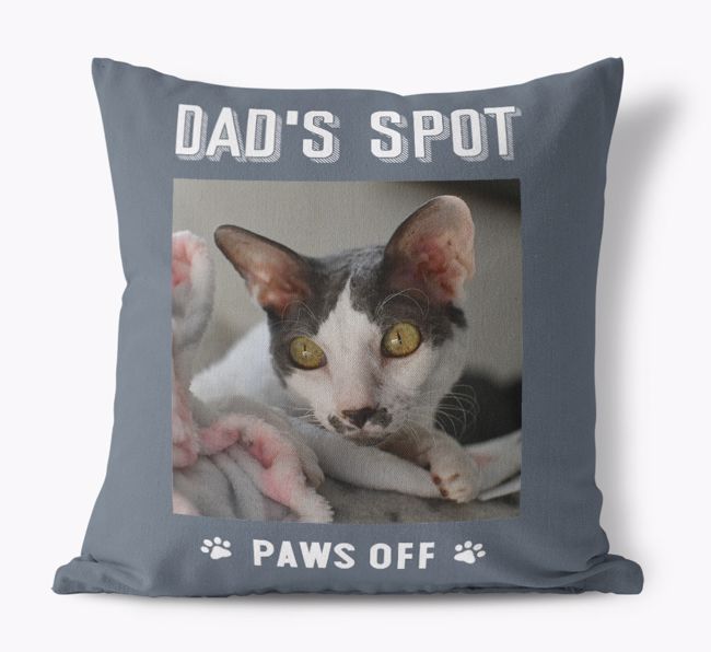 Dad's Spot, Paws Off: {breedCommonName} Photo Upload Pillow