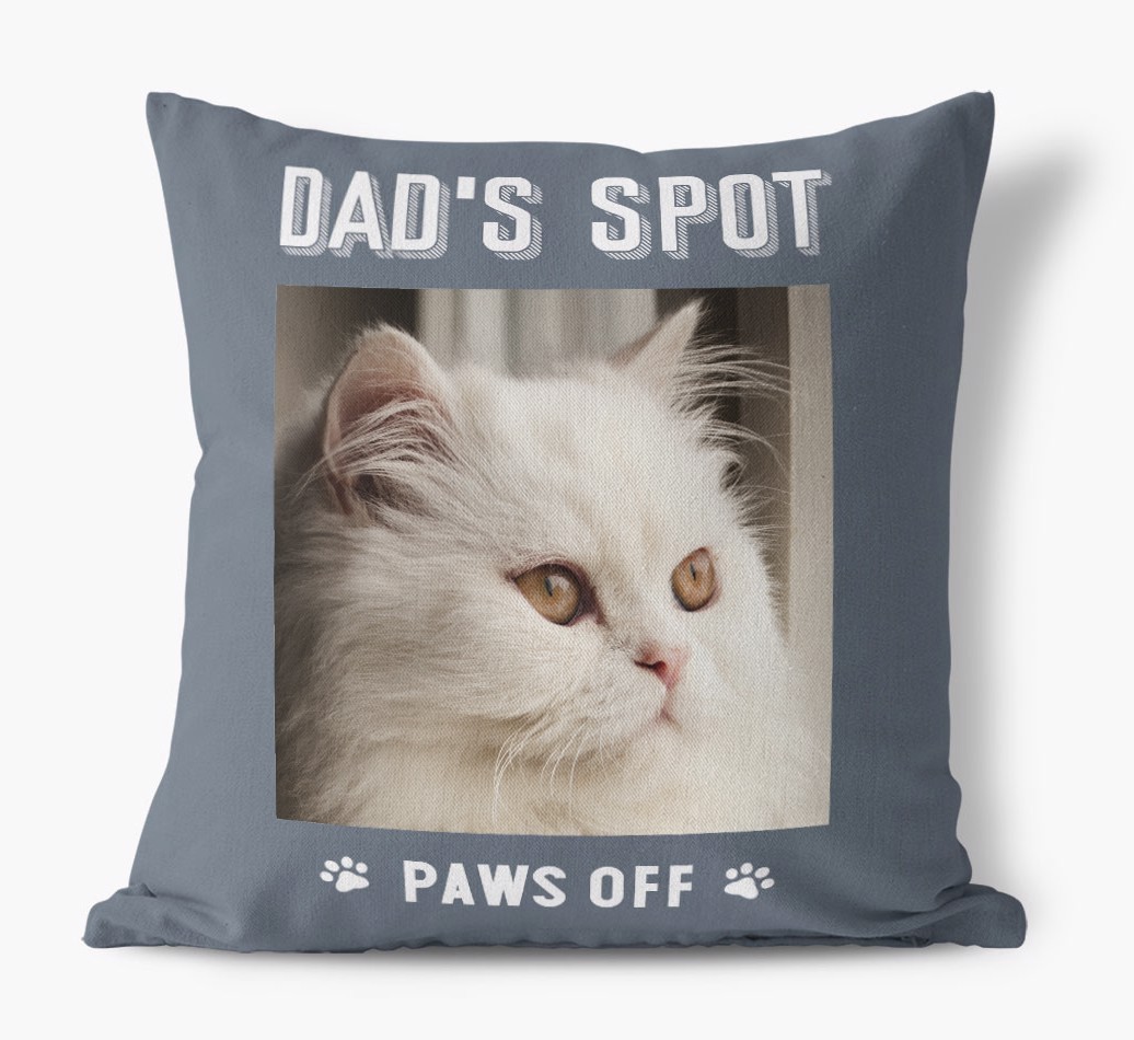'Dad's Spot, Paws Off' Pillow with photo of your {breedFullName}