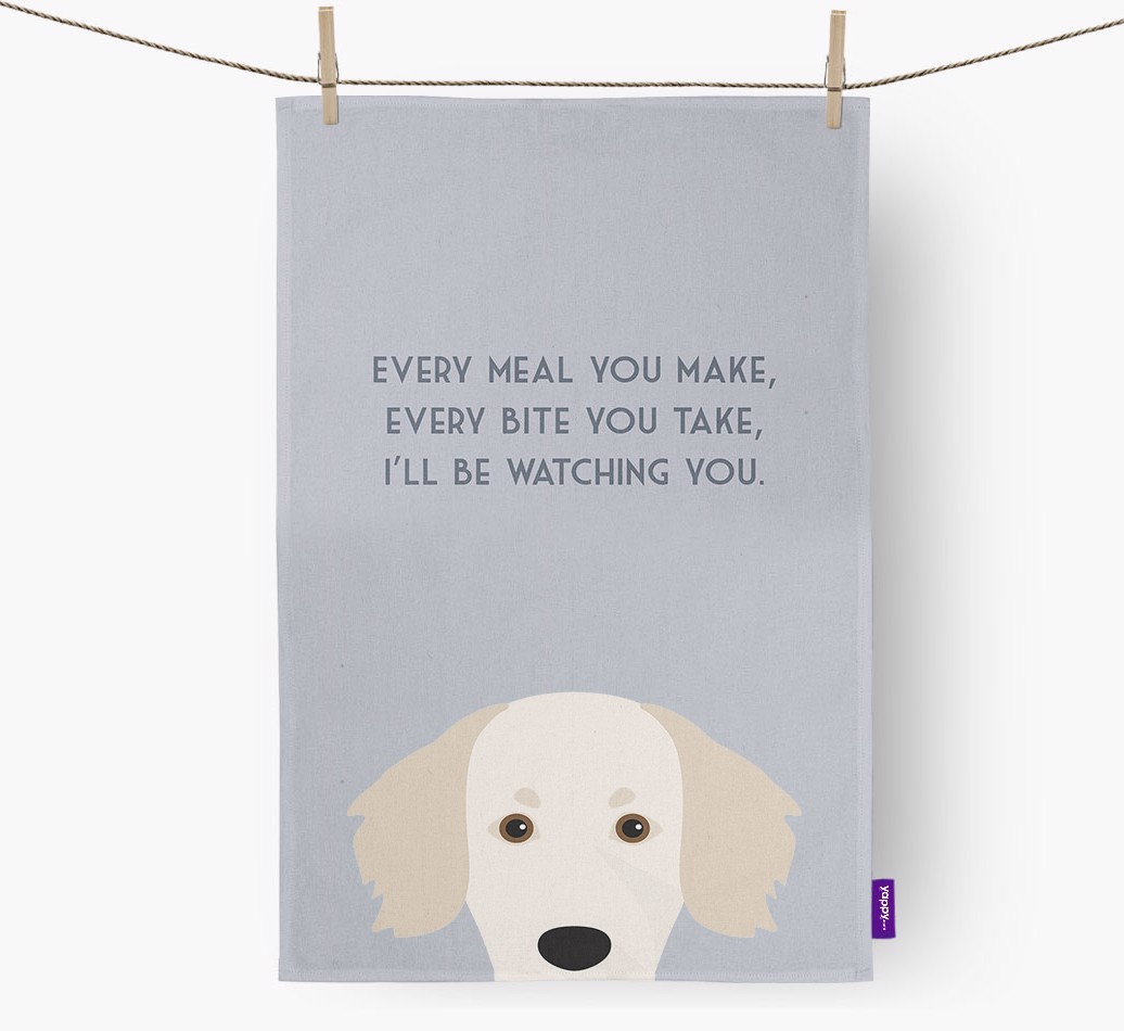 '{breedFullName} 'I'll be watching you' Dish Towel