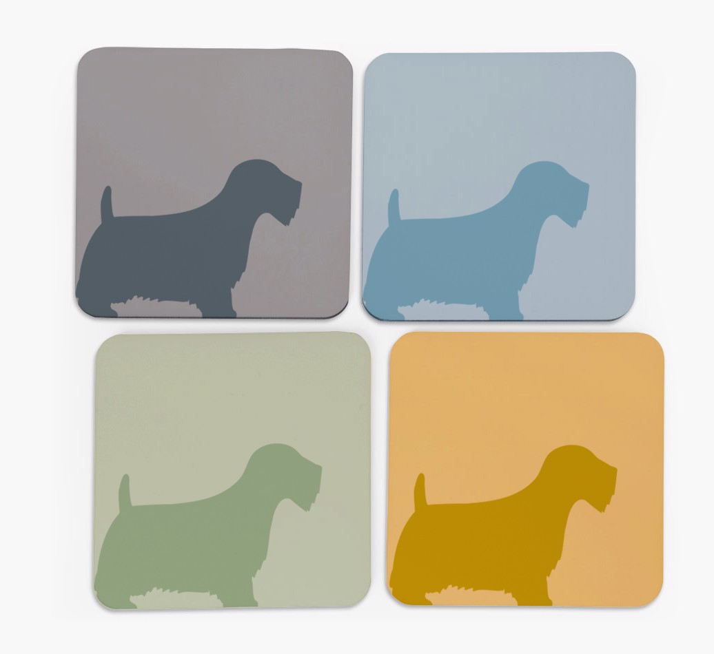 {breedFullName} Silhouette Set of 4 Coaster Pack - front of coasters