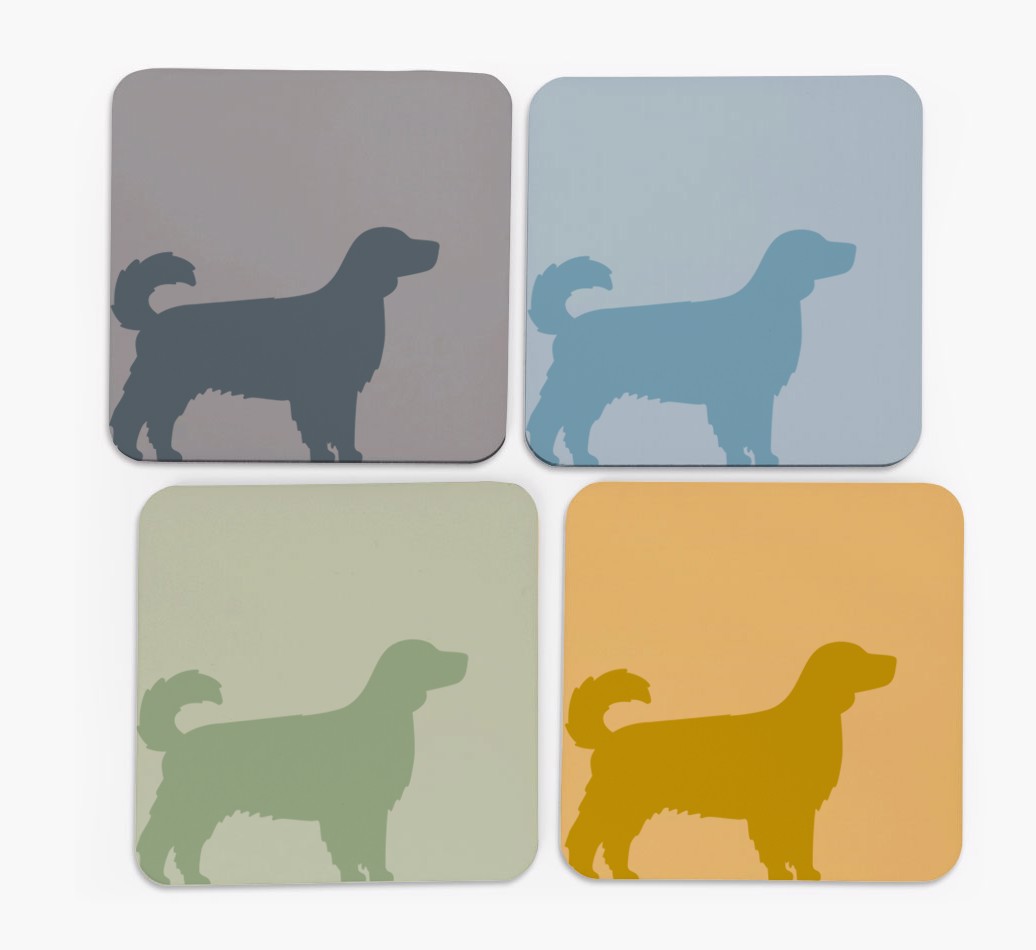 {breedFullName} Silhouette Set of 4 Coaster Pack - front of coasters