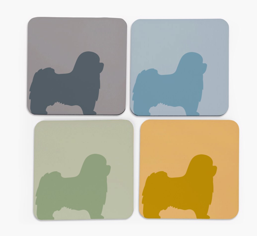 {breedFullName} Silhouette Set of 4 Coaster Pack - front of coasters