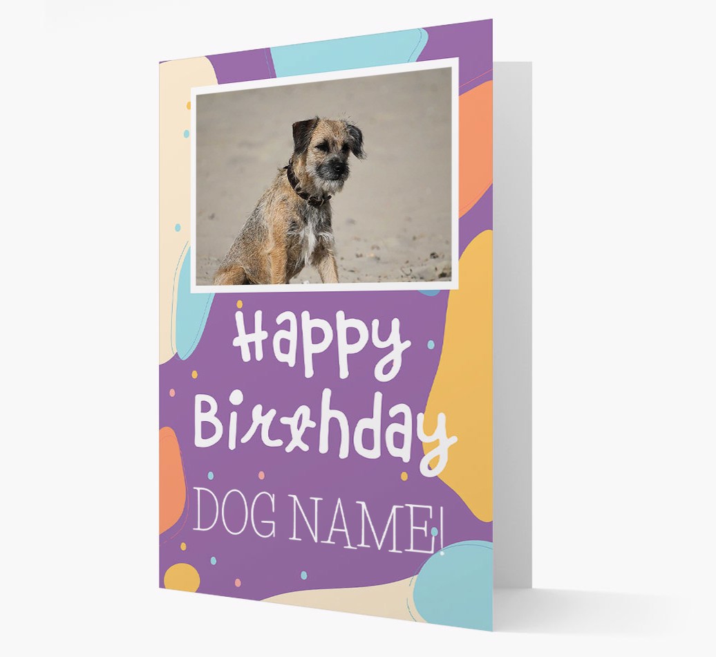 'Happy Birthday to {dogsName}' - {breedFullName} Photo Upload Card - front view