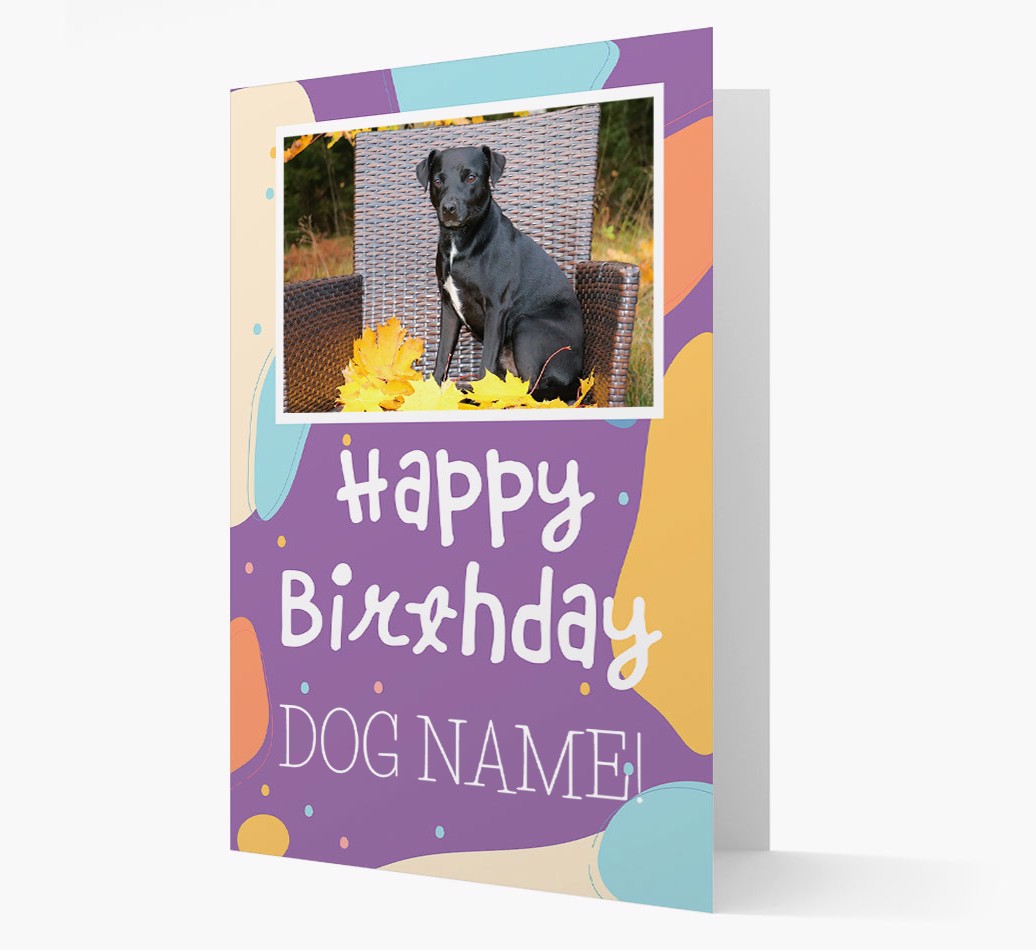 'Happy Birthday to {dogsName}' - {breedFullName} Photo Upload Card - front view