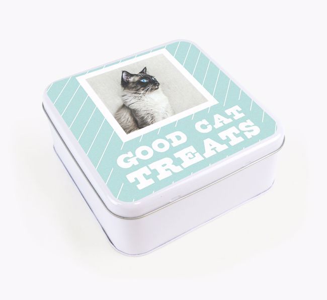 'Good Cat Treats' - Personalised {breedFullName} Photo Treat Tin