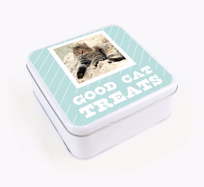 'Good Cat Treats' - Personalised {breedFullName} Photo Treat Tin