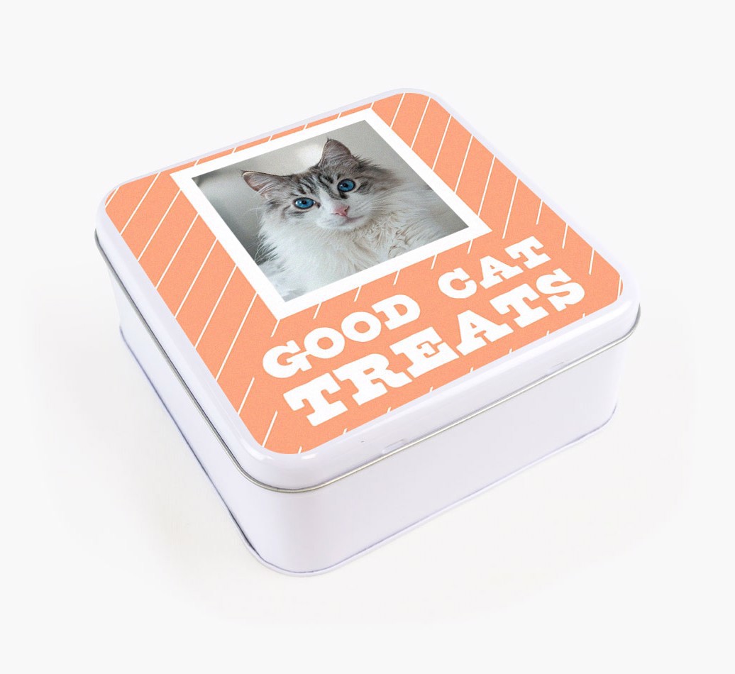 'Good Cat Treats' - {breedFullName} Photo Upload Treat Tin - View of front