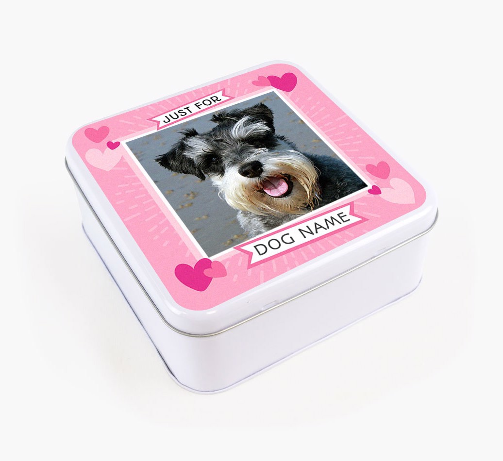 Photo Upload 'Just For' - Personalised {breedFullName} Treat Tin - View of front
