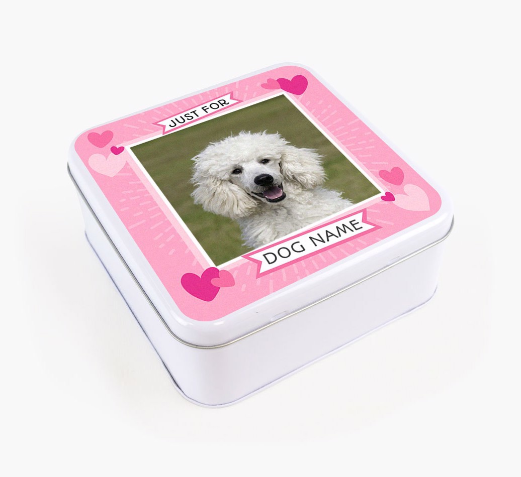 Photo Upload 'Just For' - Personalised {breedFullName} Treat Tin - View of front