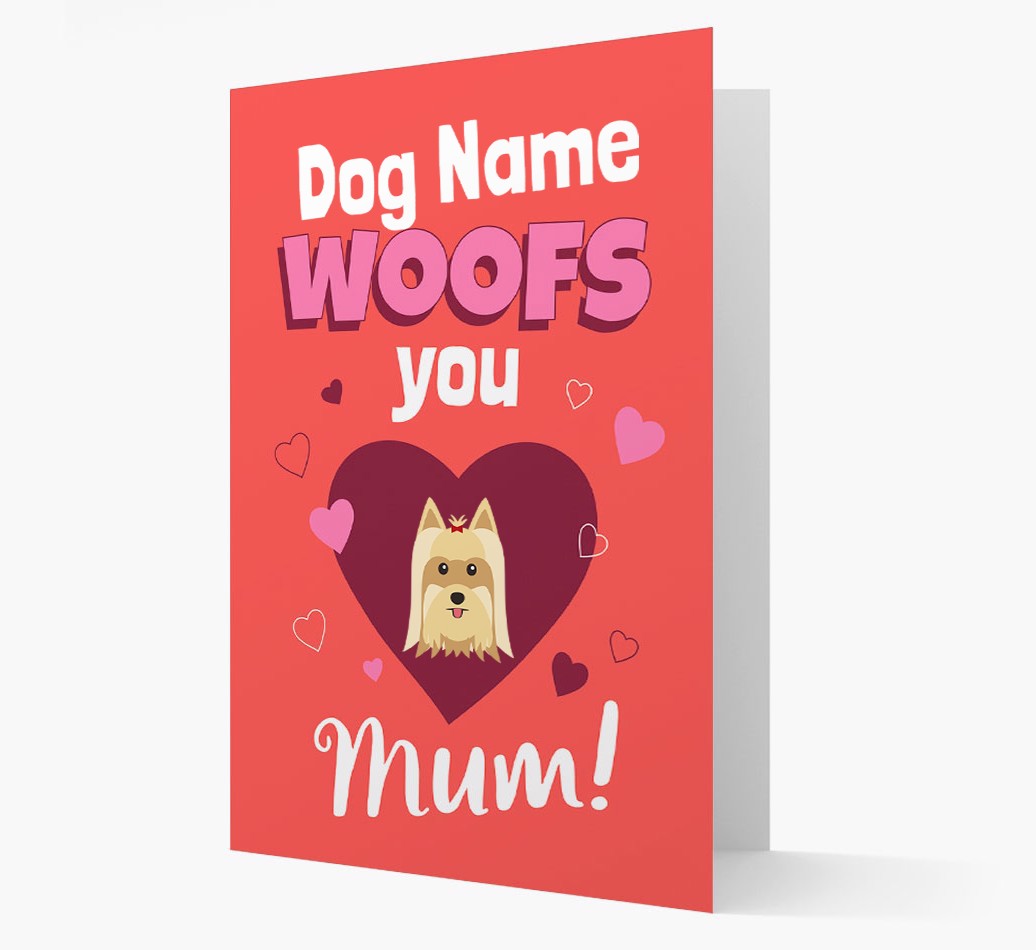 'I Woof You Mum' Card with {breedFullName} Icon