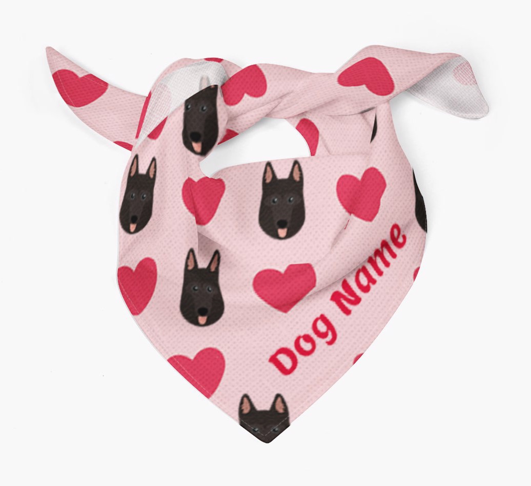'Heart Pattern' - Personalized {breedFullName} Bandana - Tied bandana