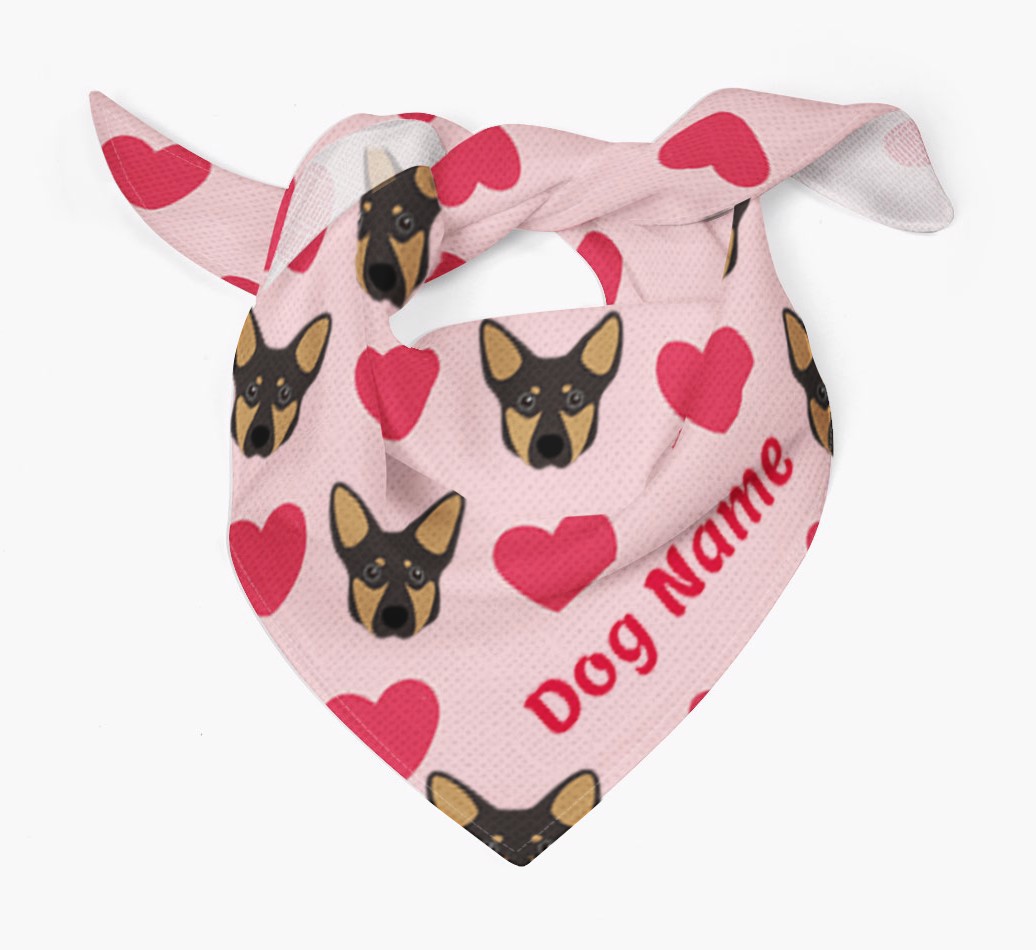 'Heart Pattern' - Personalised {breedFullName} Bandana - Tied bandana