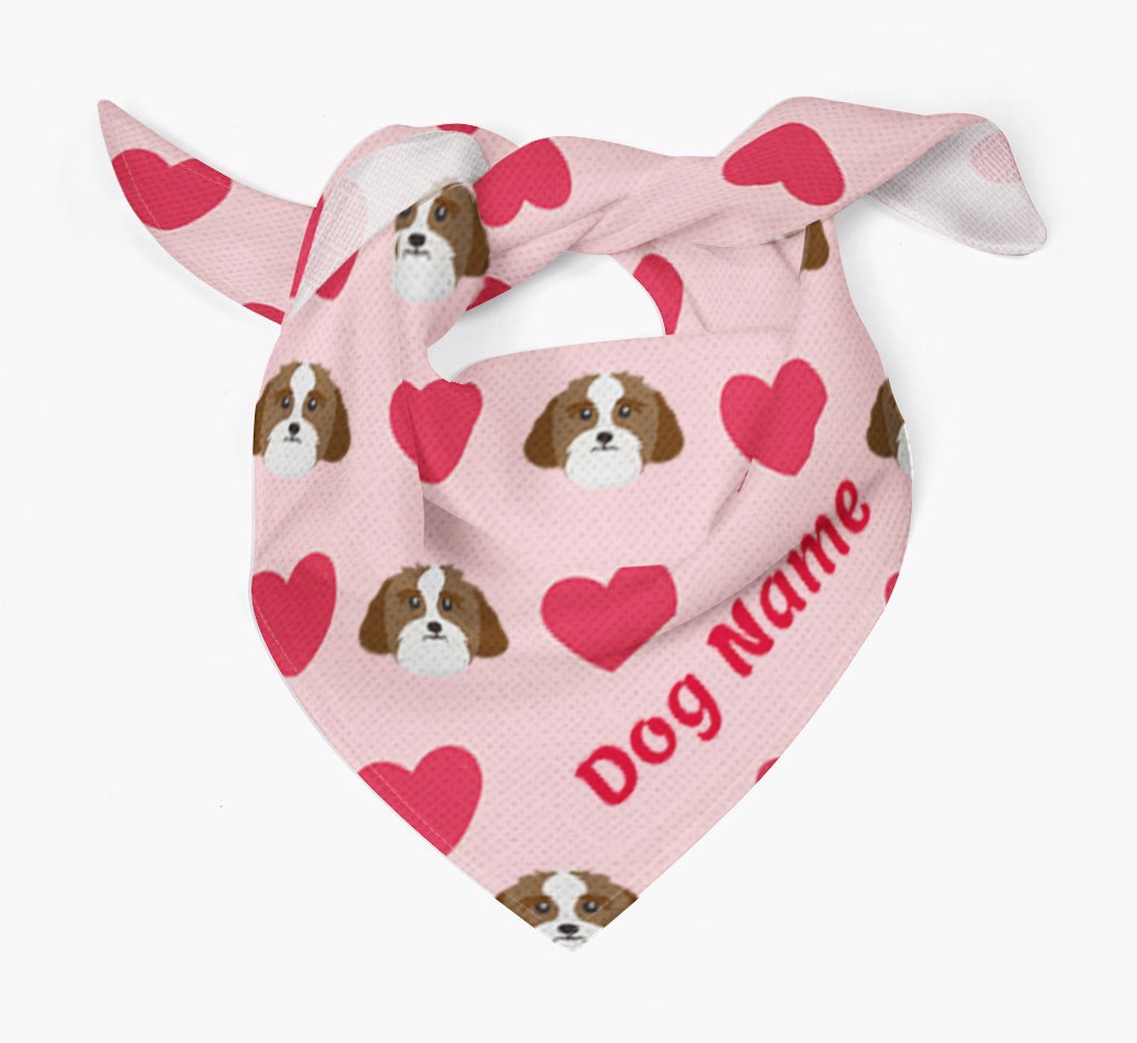 'Heart Pattern' - Personalised {breedFullName} Bandana - Tied bandana