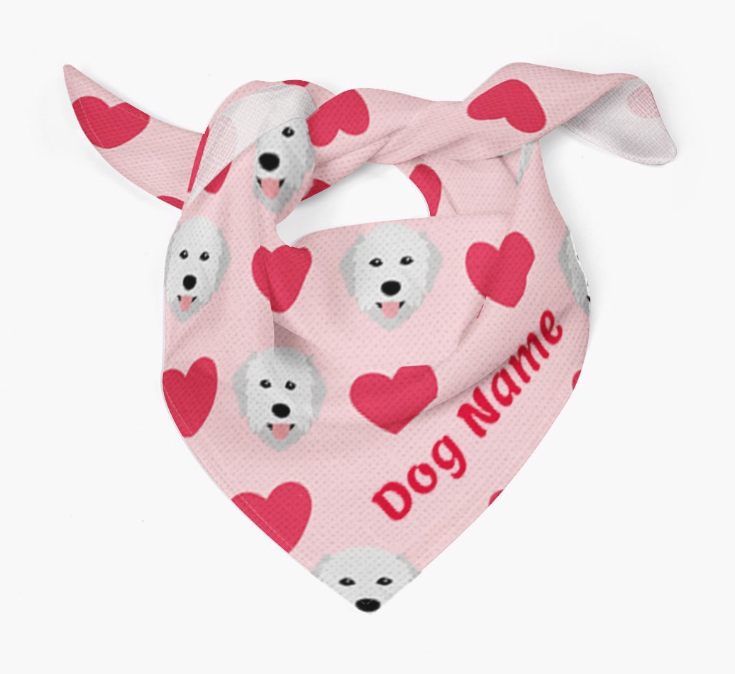 'Heart Pattern' - Personalised {breedFullName} Bandana - Tied bandana