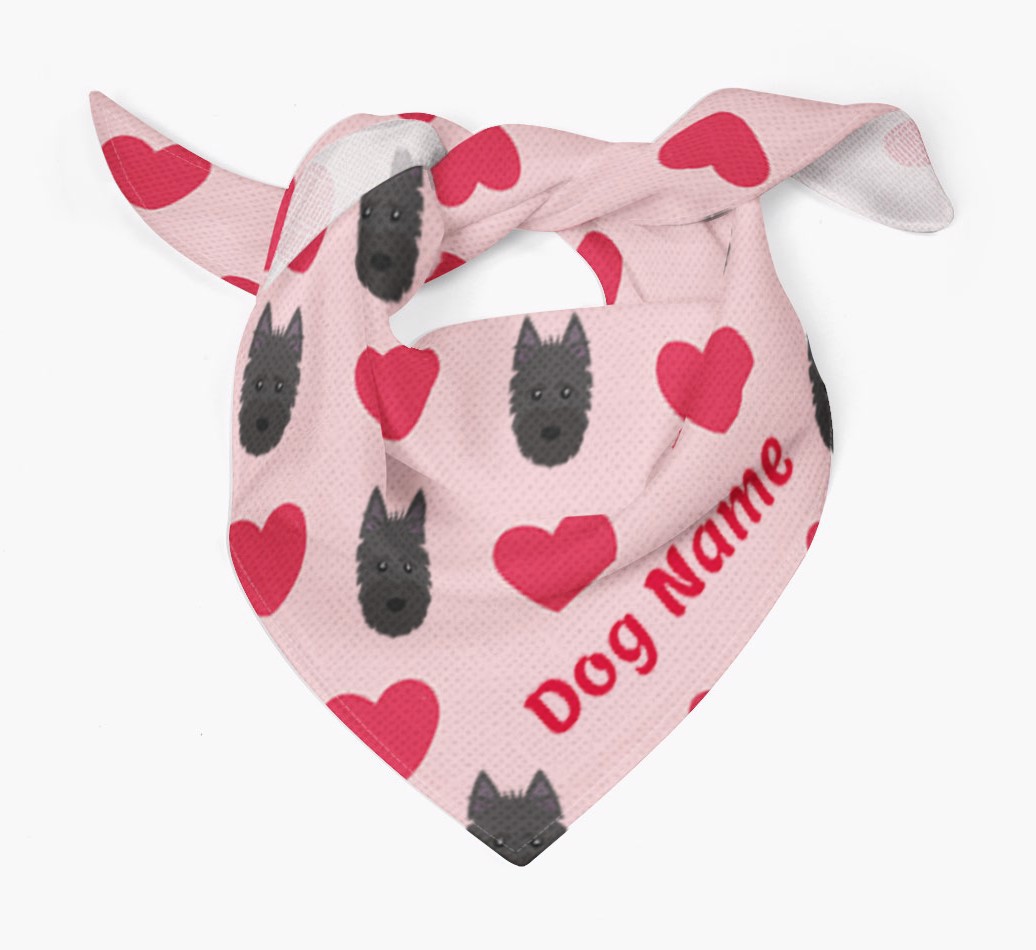 'Heart Pattern' - Personalized {breedFullName} Bandana - Tied bandana