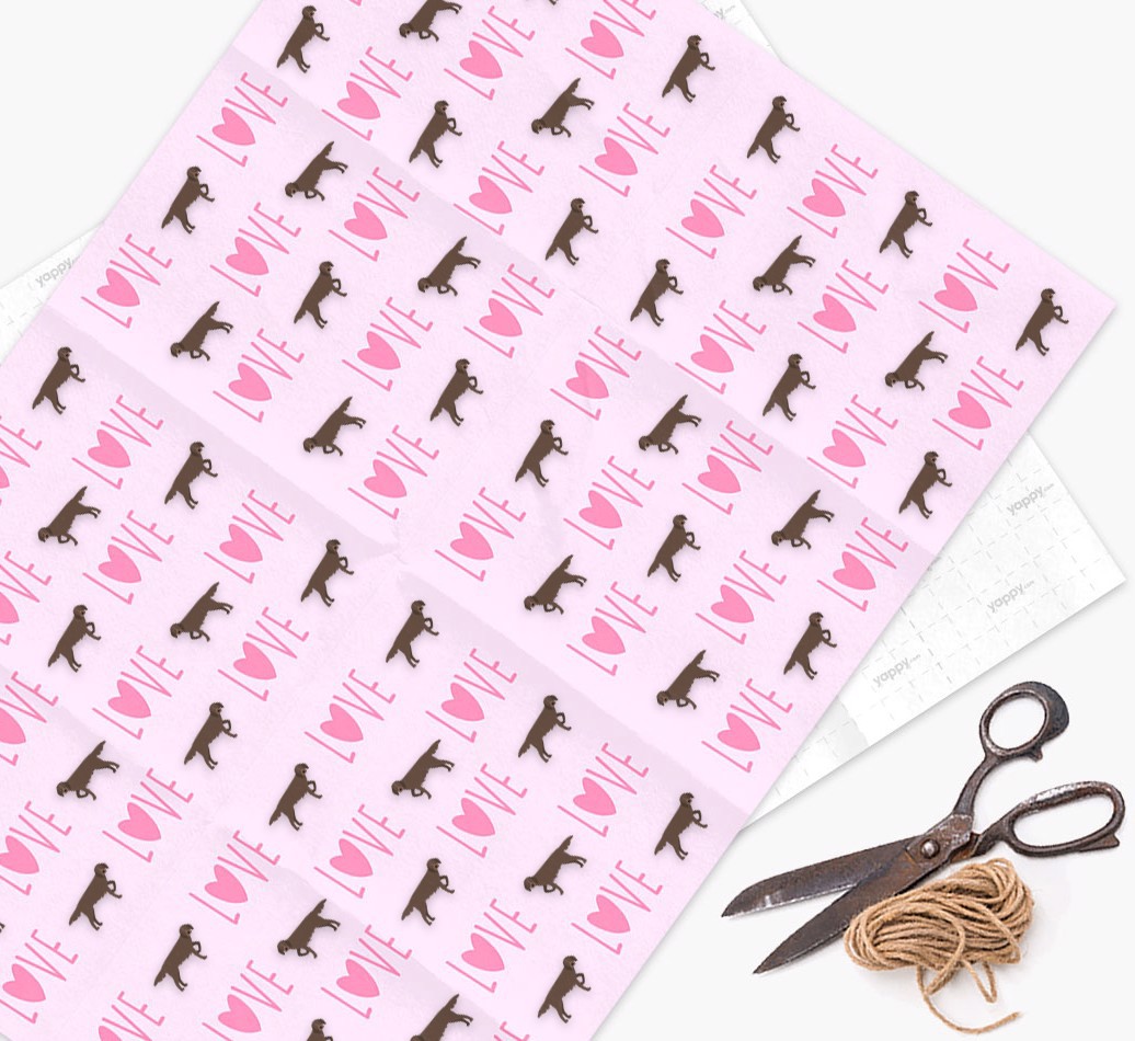 'Love' - Personalised {breedFullName} Wrapping Paper - flat