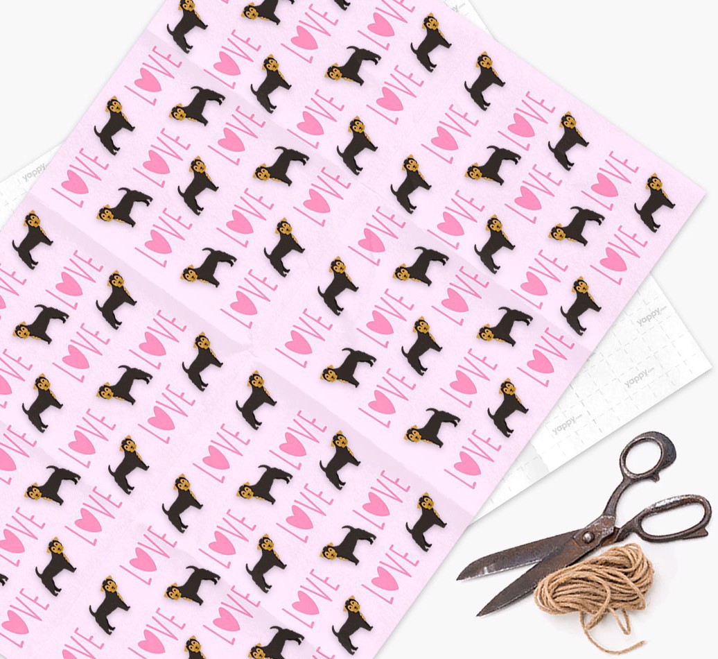 'Love' - Personalized {breedFullName} Wrapping Paper - flat