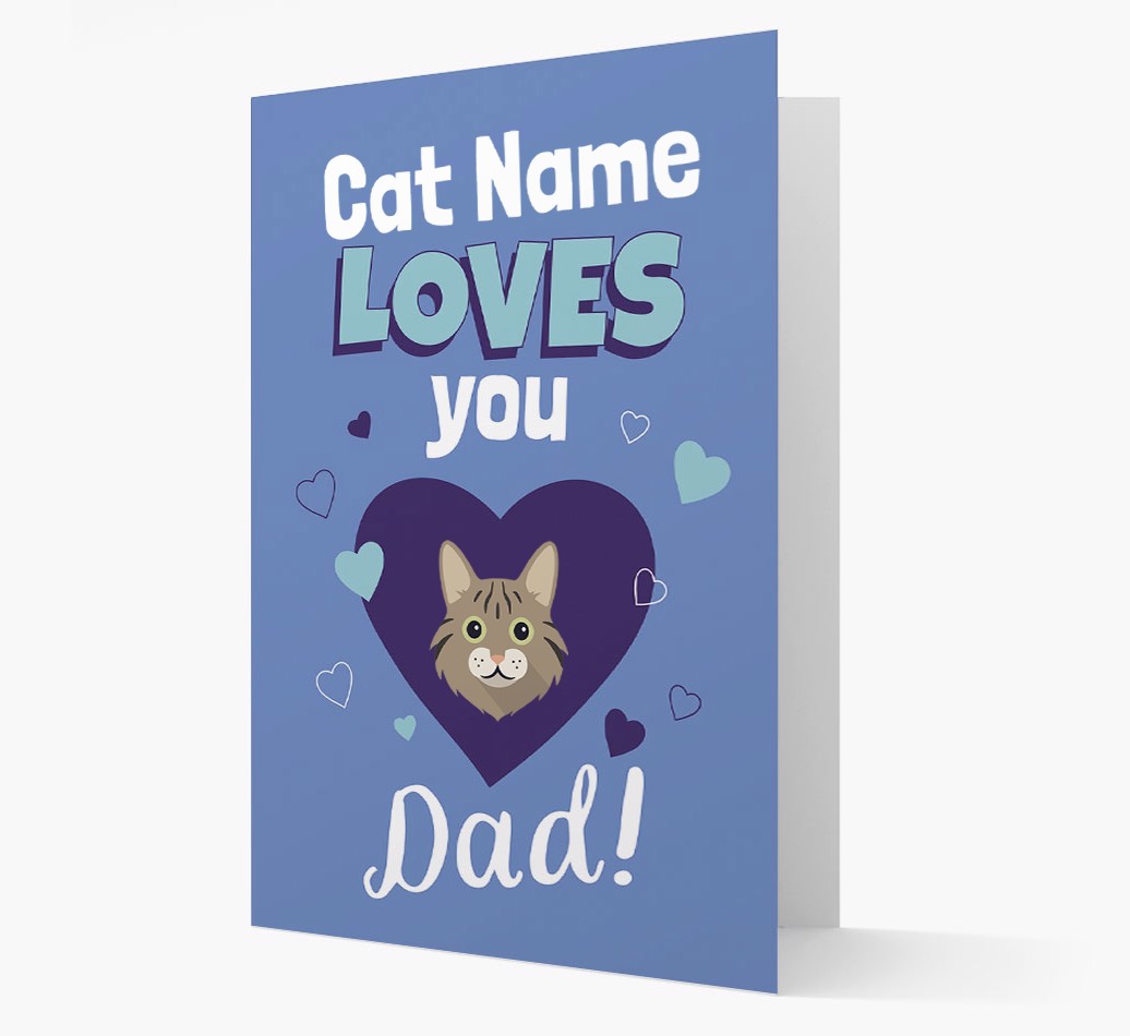 'Loves You Dad' - Personalised {breedCommonName} Card front