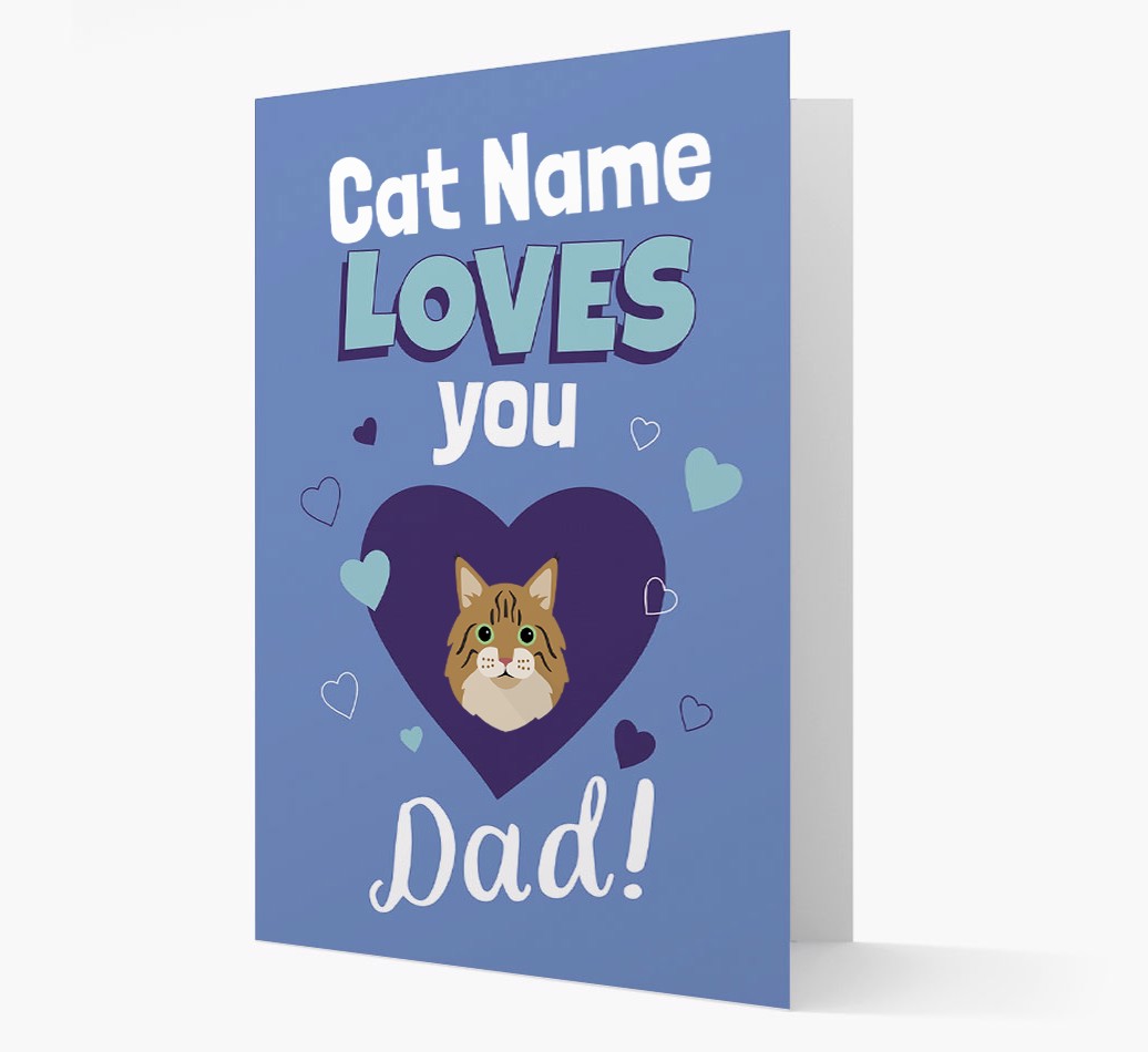'Loves You Dad' - Personalized {breedCommonName} Card front