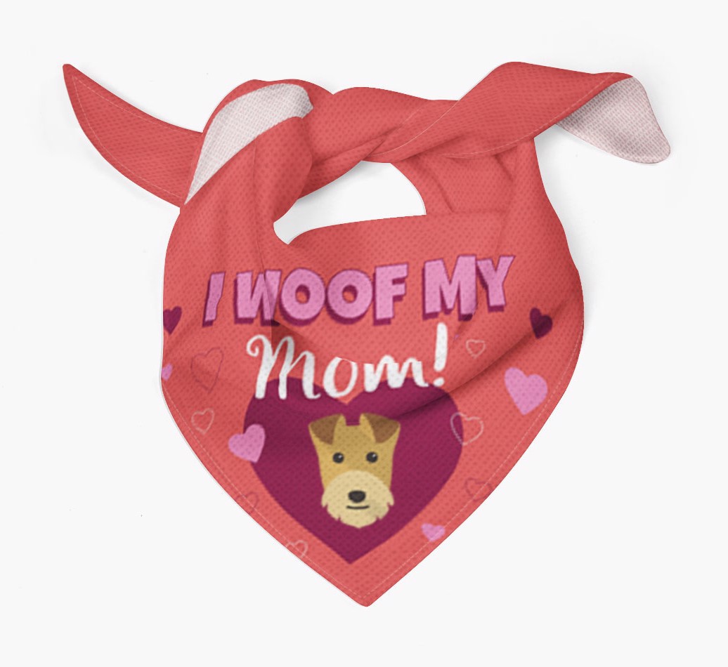 'I Woof My Mom' - Personalized {breedFullName} Bandana - Tied bandana