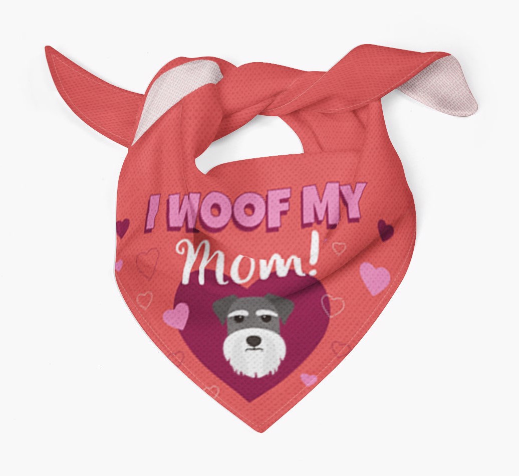 'I Woof My Mom' - Personalized {breedFullName} Bandana - Tied bandana