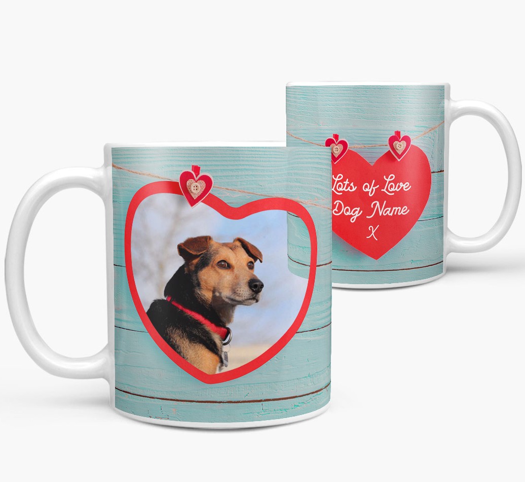 Personalized Photo Upload 'Hearts' Mug Side View