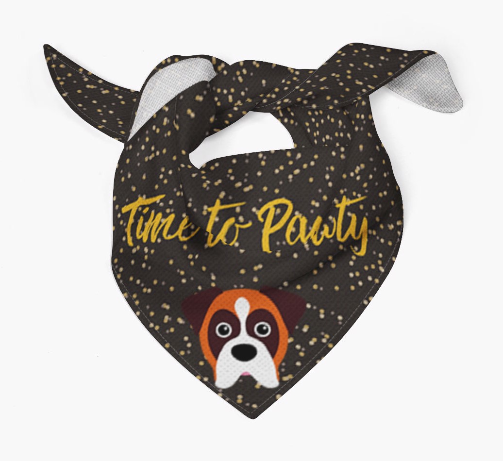 'Time to Pawty' - Personalised {breedFullName} Bandana - Tied bandana