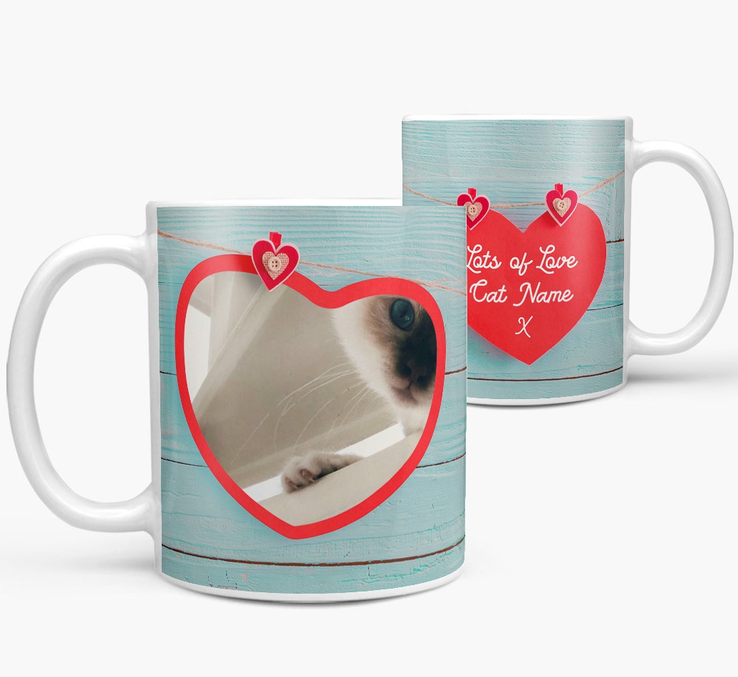 Personalized Photo Upload 'Hearts' Mug Side View