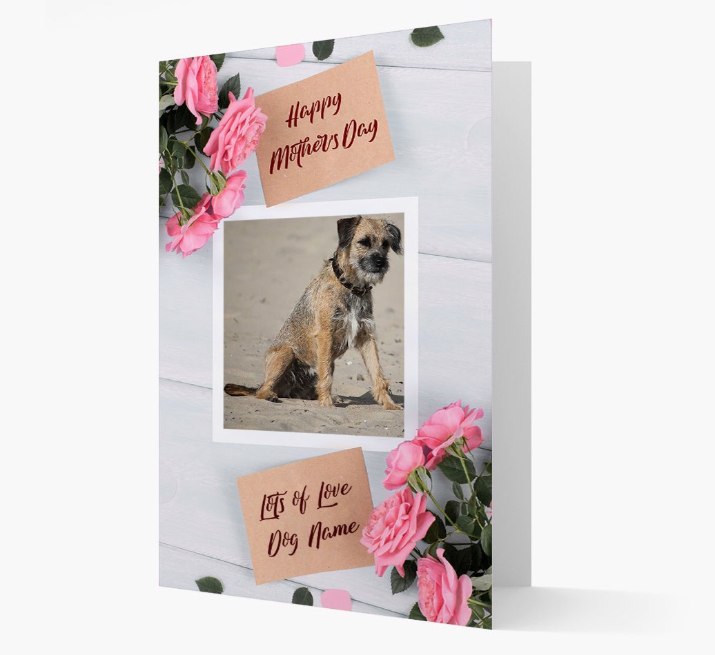Happy Mother's Day Roses - Personalised {breedFullName} Photo Upload Card - Front view