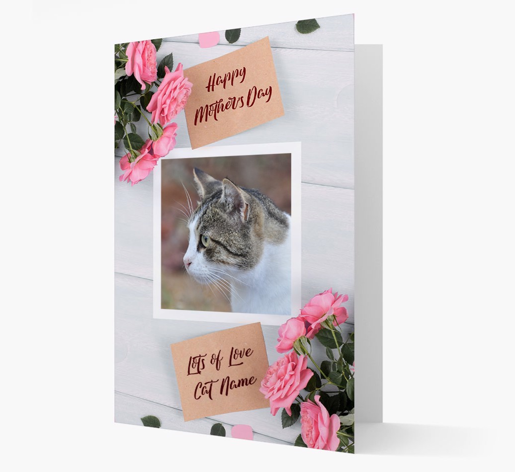Happy Mother's Day Roses - Personalised {breedFullName} Photo Upload Card - front view