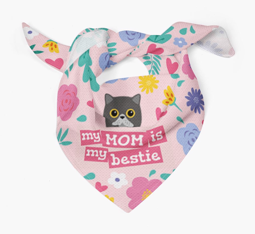 'Mom Is My Bestie' - Personalized {breedCommonName} Bandana - Bandana Tied