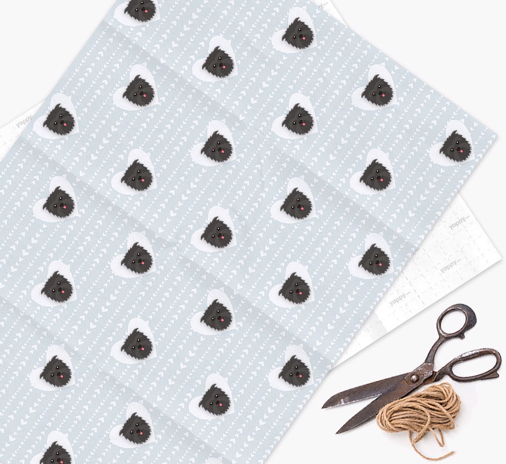 'Hearts' - Personalised {breedFullName} Wrapping Paper - flat