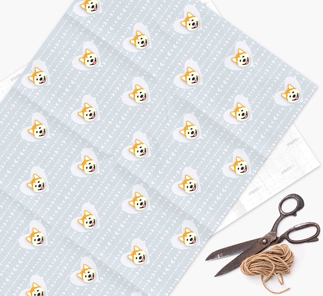 'Hearts' - Personalized {breedFullName} Wrapping Paper - flat