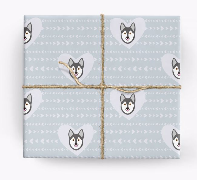 'Hearts' Wrapping Paper with {breedCommonName} Yappicons