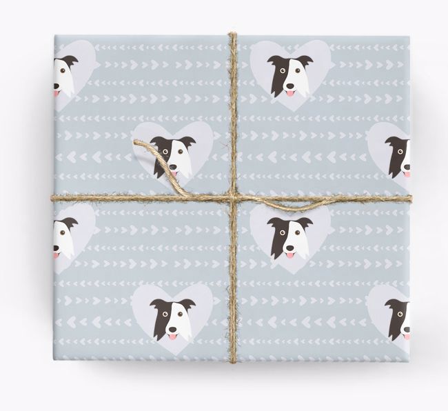 'Hearts' Wrapping Paper with {breedCommonName} Yappicons