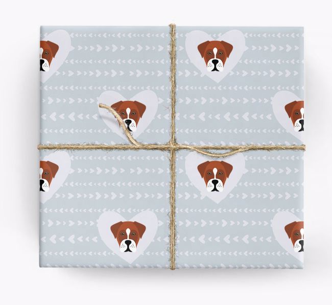 'Hearts' Wrapping Paper with {breedCommonName} Yappicons