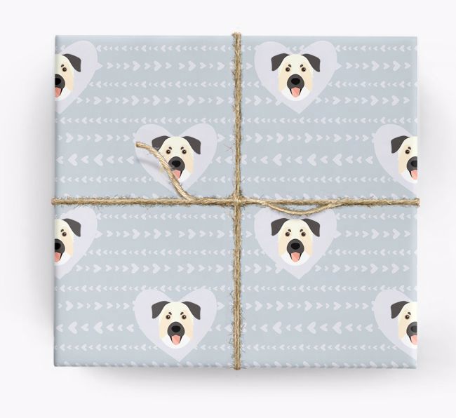 'Hearts' Wrapping Paper with {breedCommonName} Yappicons