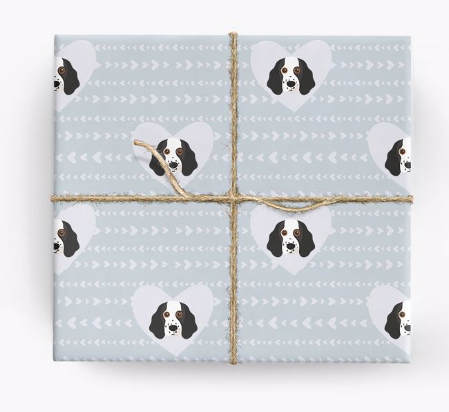 'Hearts' Wrapping Paper with {breedCommonName} Yappicons