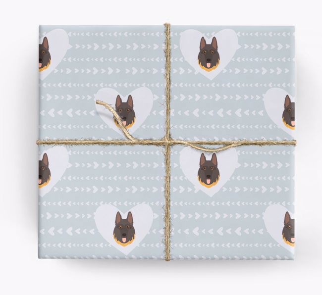 'Hearts' Wrapping Paper with {breedCommonName} Yappicons