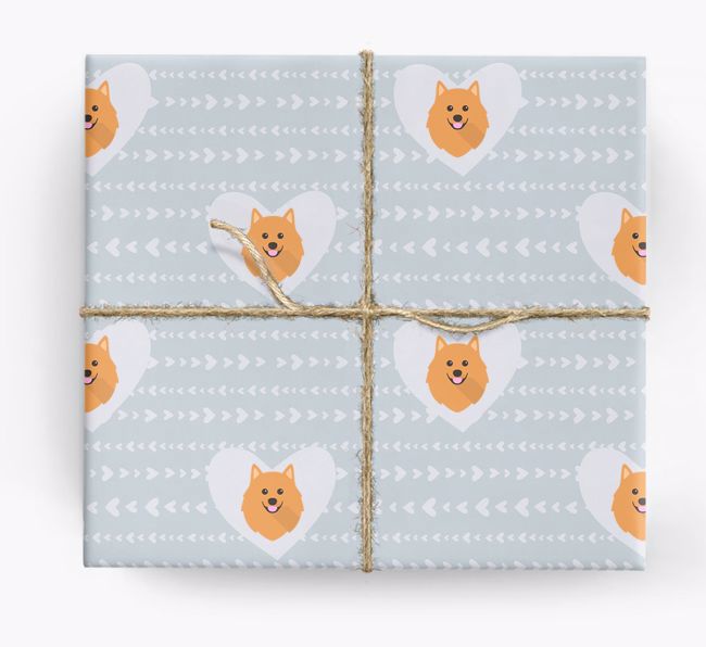 'Hearts' Wrapping Paper with {breedCommonName} Yappicons