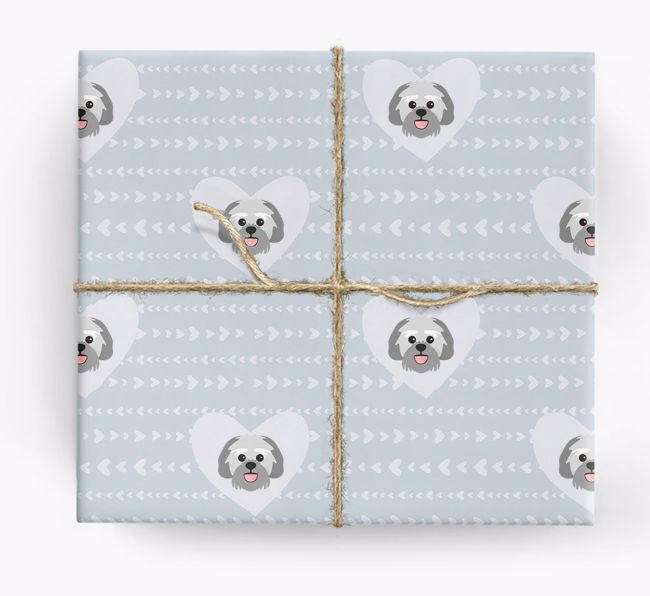 'Hearts' Wrapping Paper with {breedCommonName} Yappicons