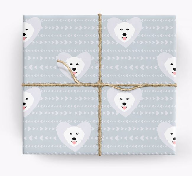 'Hearts' Wrapping Paper with {breedCommonName} Yappicons