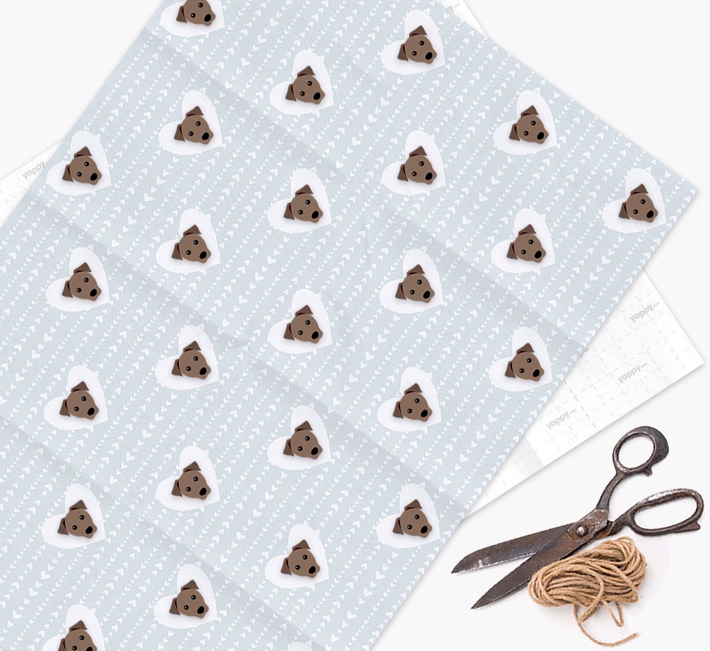 'Hearts' - Personalised {breedFullName} Wrapping Paper - flat