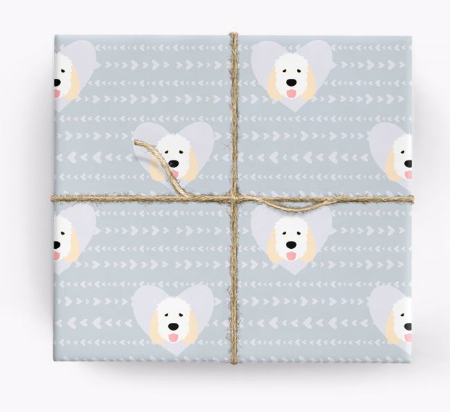 'Hearts' Wrapping Paper with {breedCommonName} Yappicons