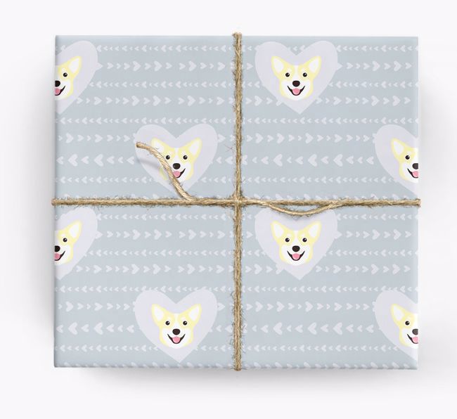 'Hearts' Wrapping Paper with {breedCommonName} Yappicons