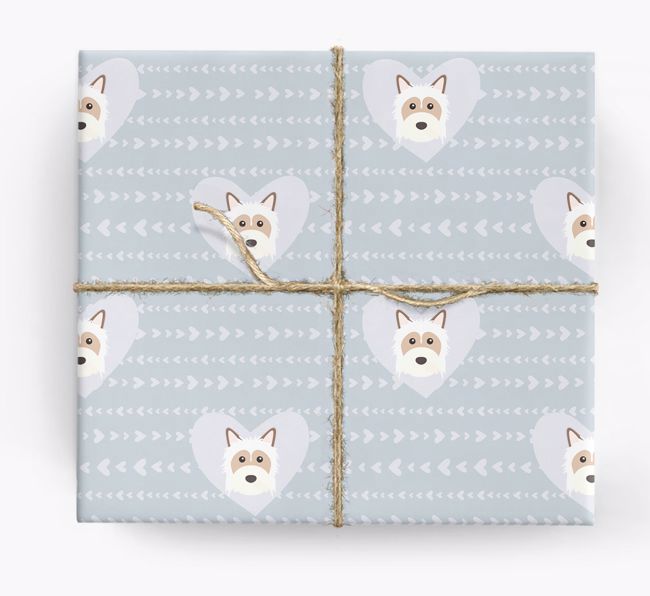 'Hearts' Wrapping Paper with {breedCommonName} Yappicons